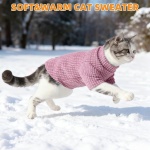 KOOLTAIL Cat Sweater for Sphynx - Soft Fleece Sweaters for Cats Only, Elastic Pet Clothes with Sleeves, Thick Winter Warm Cold Weather Apparel for Hairless Cat, Puppy Pajamas for Small Dogs, Pink M - Image 2
