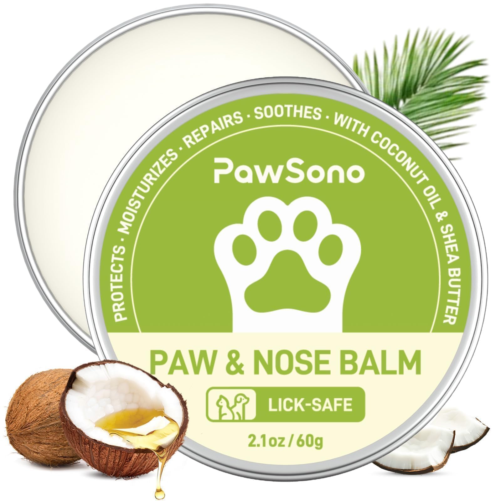 71QByS343NL Lick-Safe Dog Paw & Nose Balm with Coconut Oil | Winter Road Salt & Cold Pavement Protector | All-Natural Moisturizer & Soother for Dry, Cracked Pads & Snout, Nose Butter for Bulldogs (60 g /2.1 oz) - Image 1