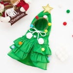 Vellibring Cat Christmas Outfit Green Pet Cloak with Hat with Star and Pompoms Puppy Cape Clothes Xmas Tree Elf Costumes Party Pet Supplies Accessories for Small Dogs Cats Pet Santa Presents - Image 5