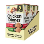 INABA Chicken Dinner for Dogs, Soft Pate Wet Dog Food, Complete & Balanced, 2.4 oz. Pouch, 15 Pouches, Beef & Vegetables Variety