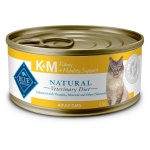 Blue Buffalo Natural Veterinary Diet K+M Kidney + Mobility Support Wet Cat Food, Chicken 5.5-oz cans (Pack of 24)