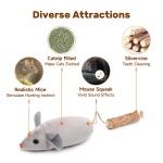 Potaroma Cat Toys: 3pcs Squeak Mice Interactive Catnip Silvervine Animals for Indoor Kittens - Dental Matatabi Cat Nip & Chew Exercise Toy for All Breeds & Species - Image 6