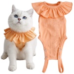 Cat Recovery Suit for Abdominal Wounds and Skin Diseases,Breathable Surgical Recovery Shirt After Surgery Wear Anti Licking Wounds,E-Collar Alternative for Female Cats Kitten(RSC01-orange-m)