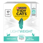 Purina Tidy Cats LightWeight Free and Clean Unscented, Multi-Cat, Clumping, 99.9 Percent Dust Free Cat Litter - 17 lb. Box