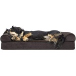 FurHaven Soft, Orthopedic Foam Sofa Dog Bed with Washable & Removable Cover - Sherpa/Chenille - Coffee, Dogs Up to 35 lbs - Medium