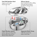 ORSDA Cat Water Fountain Stainless Steel, 2L/67oz Pet Fountain for Cats Inside, Automatic Dog Drinking Dispenser Cat Feeding & Watering Supplies with 2 Filter - Image 3