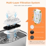 Cat Water Fountain Stainless Steel: 3.2L/108oz Pet Foundatin Water Bowl for Cats Inside Automatic Dog Drinking Dispenser Dish Animal Feeding & Watering Supplies Waterfall with 1 Replacement Filter - Image 6