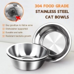 Elevated Cat Food Bowl, 3 Stainless Steel Raised Cat Bowls with Stand, 15°Tilted Cats Bowl for Small Dog, Cats Food and Water Bowl Set, Anti Vomitting, Whisker Fatigue and Dishwasher Safe (Natural) - Image 3