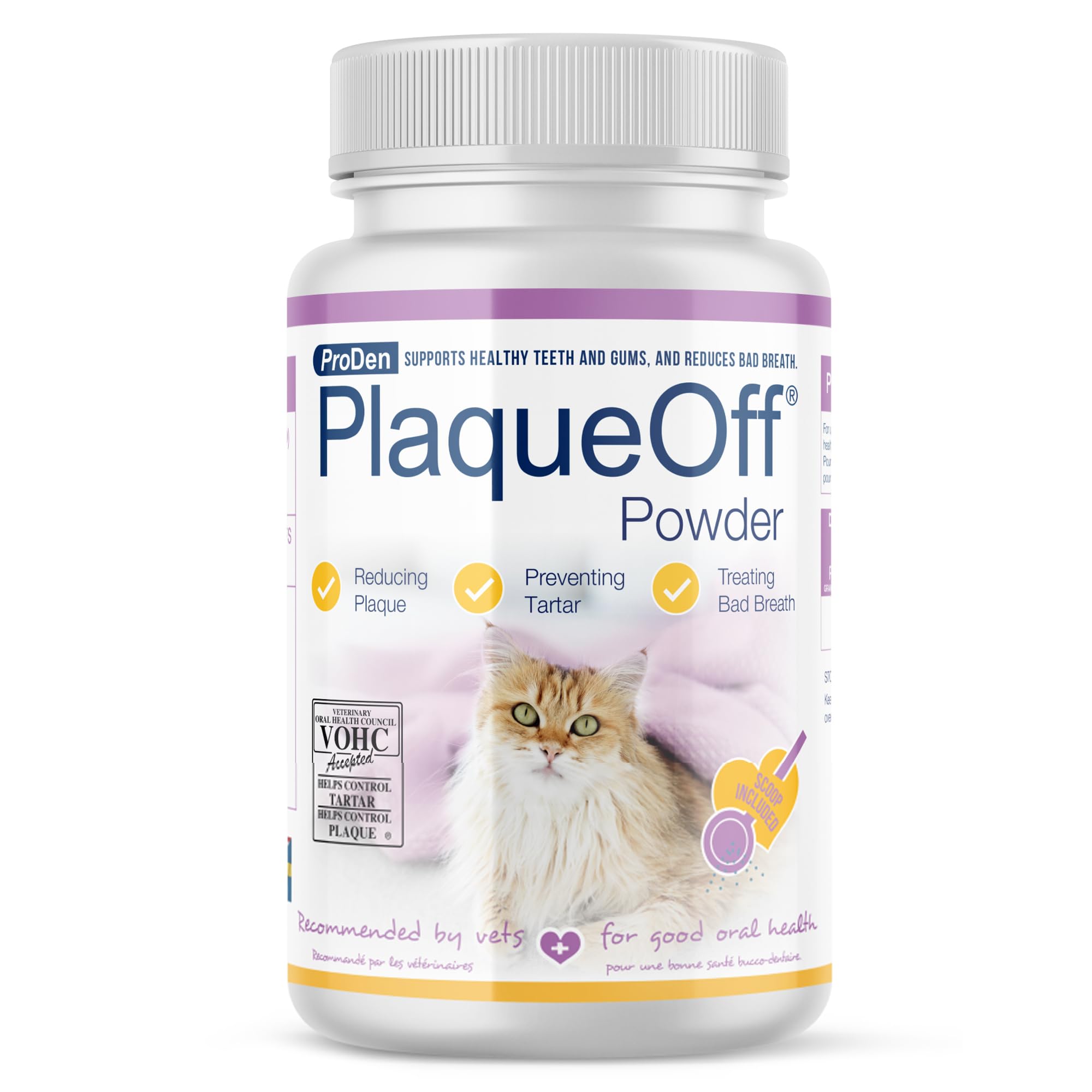 71c18qW6fWL ProDen PlaqueOff Powder for Cats - Plaque & Tartar Reducer, Breath Freshener, Feline Oral Care - 40g - Image 1