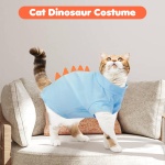 DENTRUN Sphynx Cat Clothes, Cute Dinosaur Design Hairless Cat Costume, Breathable Cotton Shirts Cat Clothes for Cats Only, Round Collar Kitten Daily T-Shirts with Sleeves, Cats Funny Cosplay Apparel - Image 4
