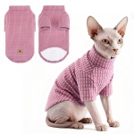 KOOLTAIL Cat Sweater for Sphynx - Soft Fleece Sweaters for Cats Only, Elastic Pet Clothes with Sleeves, Thick Winter Warm Cold Weather Apparel for Hairless Cat, Puppy Pajamas for Small Dogs, Pink M