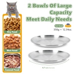 Petdream 4-Pack Stainless Steel Cat Food Bowls, Shallow Whisker-Friendly Non-Slip Silicone Base Metal Dishes, Easy to Clean Indoor Feeding Flat Plates for Cat, Kitten, Small Dog (6.7") - Image 4