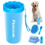 Professional 7 in 1 Dog Paw Cleaner for Dogs & Cats - Includes 1 Portable Paw Washer, 1 Bath Brush, 2 Dog Toothbrushes and 3 Absorbent Towels Note: Fits Paws 2.5 to 3.5 Inches Wide (Large, Blue)