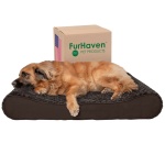 Furhaven Orthopedic Dog Bed for Large Dogs w/ Removable Washable Cover, For Dogs Up to 150 lbs - Ultra Plush Faux Fur & Suede Luxe Lounger Contour Mattress - Chocolate, Jumbo Plus/XXL