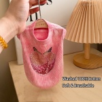 Washed Cotton Pet Vest with Rhinestone Fruit Designs, Soft & Stylish Small Dog Cat Vest for Spring Summer, Breathable & Shiny (Pink-Peach, Small) - Image 4