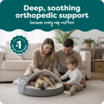Furhaven 26" Round Orthopedic Dog Bed for Medium/Small Dogs w/ Removable Washable Cover, For Dogs Up to 30 lbs - Sherpa & Suede Snuggery - Gray, 26-inch - Image 9