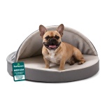 Furhaven 26" Round Orthopedic Dog Bed for Medium/Small Dogs w/ Removable Washable Cover, For Dogs Up to 30 lbs - Sherpa & Suede Snuggery - Gray, 26-inch