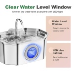 Cat Water Fountain Stainless Steel 108oz/3.2L, APAUK Automatic Pet Fountain Dog Water Dispenser with Water Level Window, Quiet Cat Fountain for Drinking, Inside with Replacement(1 Filters&1 Sponges) - Image 5