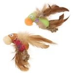 Instincts by SmartyKat 2-Pack HappyNip Love Mates Feather Birds Plush Cat Toys, Contains Catnip & Silvervine - Orange/Green, 2-Pack - Image 5
