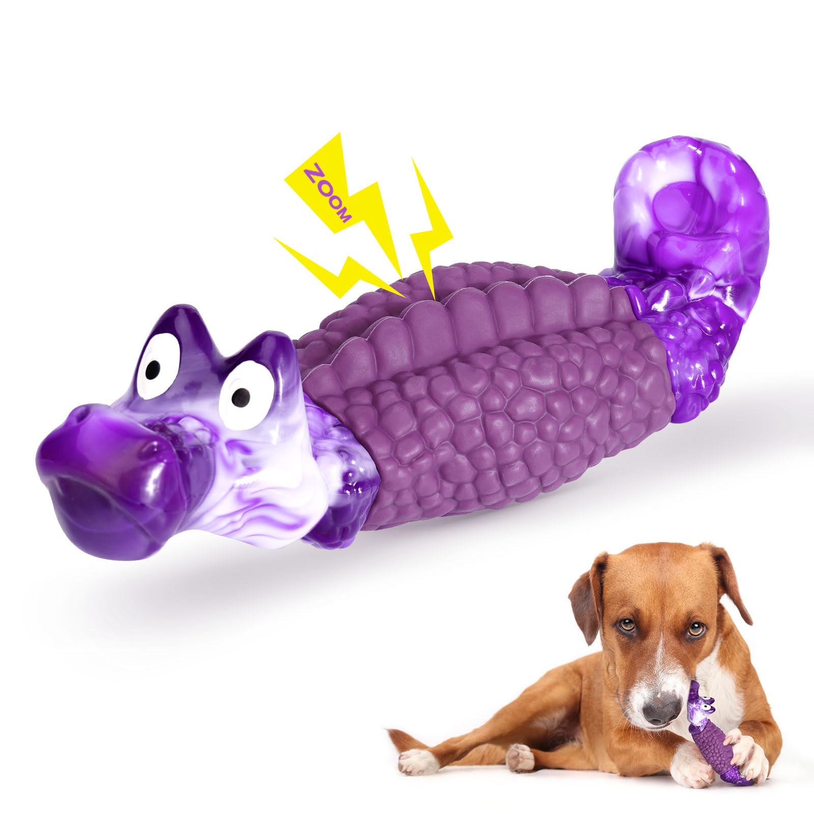 HGB Tough Dog Chew Toys for Aggressive Chewers, Squeaky Indestructible Dog Toy for Large Dogs to Keep Them Busy & Reduce Boredom for Small, Medium, Large Breed, Bacon Flavor