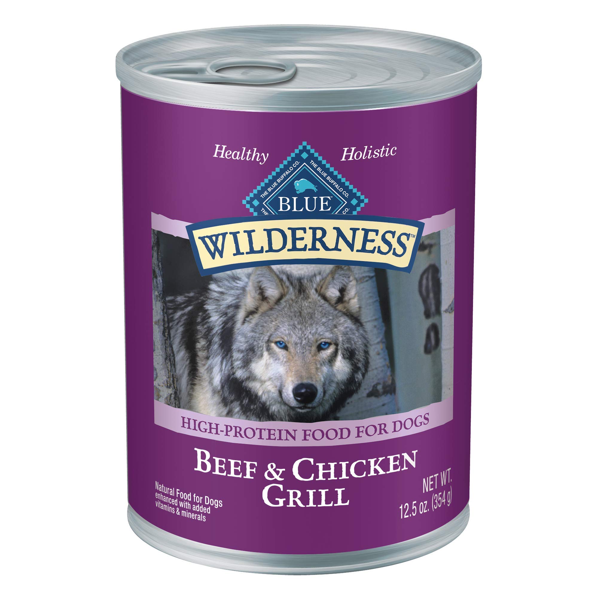 Blue Buffalo Wilderness Adult Wet Dog Food, High-Protein & Grain-Free, Made with Natural Ingredients, Beef & Chicken Grill, 12.5-oz. Cans, 12 Count