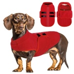 Queenmore XXS Dog Sweaters, Soft Fleece Vest Pullover Dog Jacket with Leash Hole, Warm Winter Dog Clothes Cold Weather Doggy Dachshund Sweater for Small Dogs Cats Boy or Girl (Red, XXS)