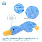 Best Pet Supplies Interactive Squeaky Dog Chew Toy, Ideal Dog Toys for Chewers, Small, Medium & Large Dogs, and Fetch Lovers - Crinkle Duck (Blue), Large - Image 4