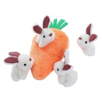 Amazon Basics Interactive Hide and Seek Squeaky Dog Plush Toy, Rabbit and Carrot, Orange and White, 5-Pack