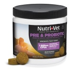 Nutri-Vet Pre & Probiotics for Dogs, Digestive Support, Upset Stomach, Puppy Probiotic, Pet Vitamins and Supplements, Dog Probiotics, Liver & Cheese Flavor, 120 Soft Chews