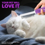 GENPEPADO Grooming Comb for Dogs and Cats with Matted Hair, Detangling Pet Comb with Long and Short Stainless Steel Metal Fine Teeth for Removing Mats, Tangles, Knots & Loose Fur from The Undercoat - Image 2