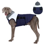 FUAMEY Dog Winter Coat Navy XXL, Warm Jacket Large Dogs Dress Fast Chilly Morning, Sleeveless Design for Free Move,(2XL-Navy)