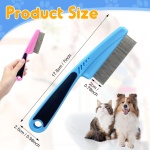 2Pcs Flea Comb for Dogs Cats, Upgrade Multifunctional Pet Comb Pet Hair Removal Flea Comb, Fine Tooth Stainless Cleaning Massage Brush for Dog Cat (Blue) - Image 2