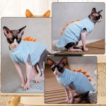 DENTRUN Sphynx Cat Clothes, Cute Dinosaur Design Hairless Cat Costume, Breathable Cotton Shirts Cat Clothes for Cats Only, Round Collar Kitten Daily T-Shirts with Sleeves, Cats Funny Cosplay Apparel - Image 7