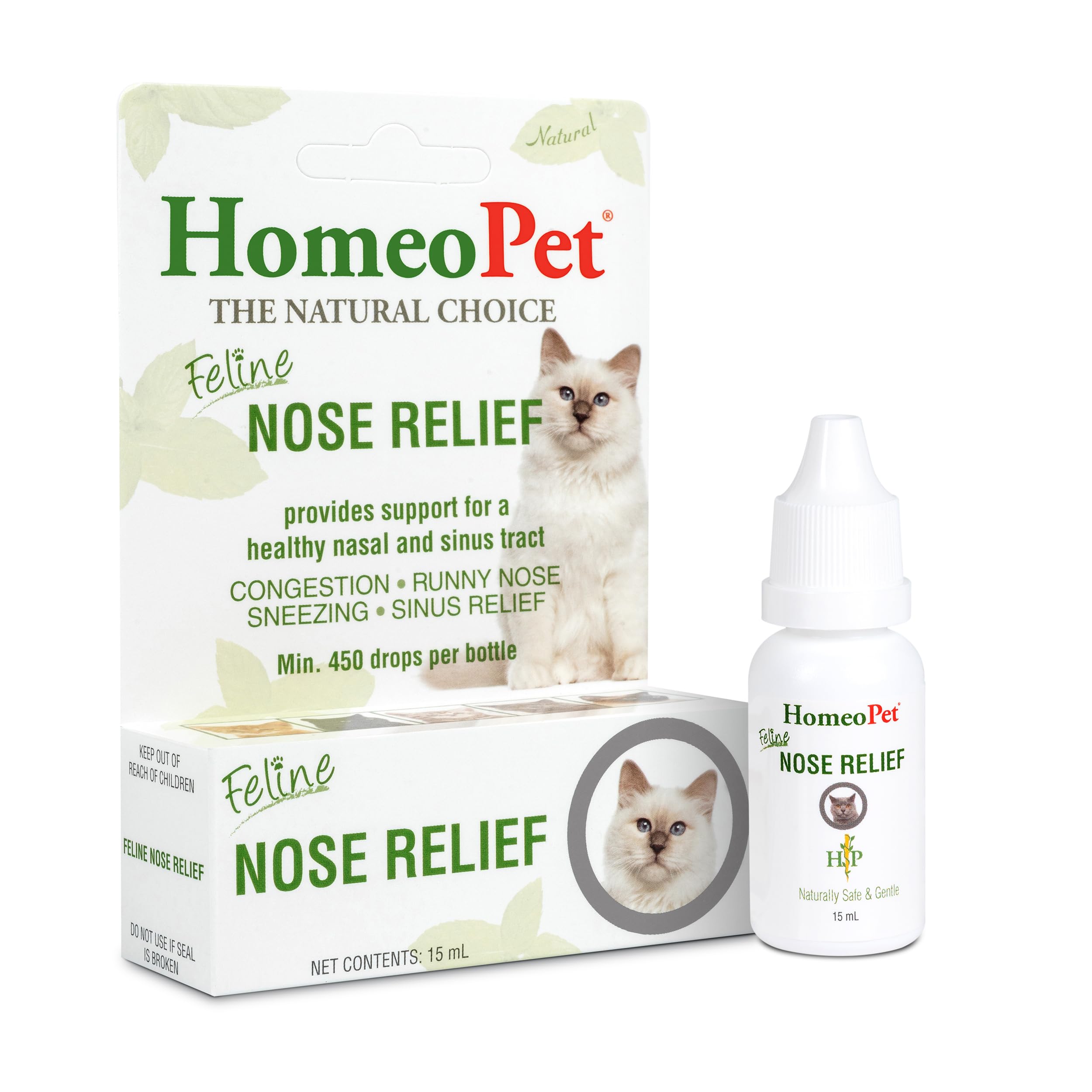 HomeoPet Feline Nose Relief, Safe and Natural Nasal and Sinus Supplement for Cats, 15 Milliliters