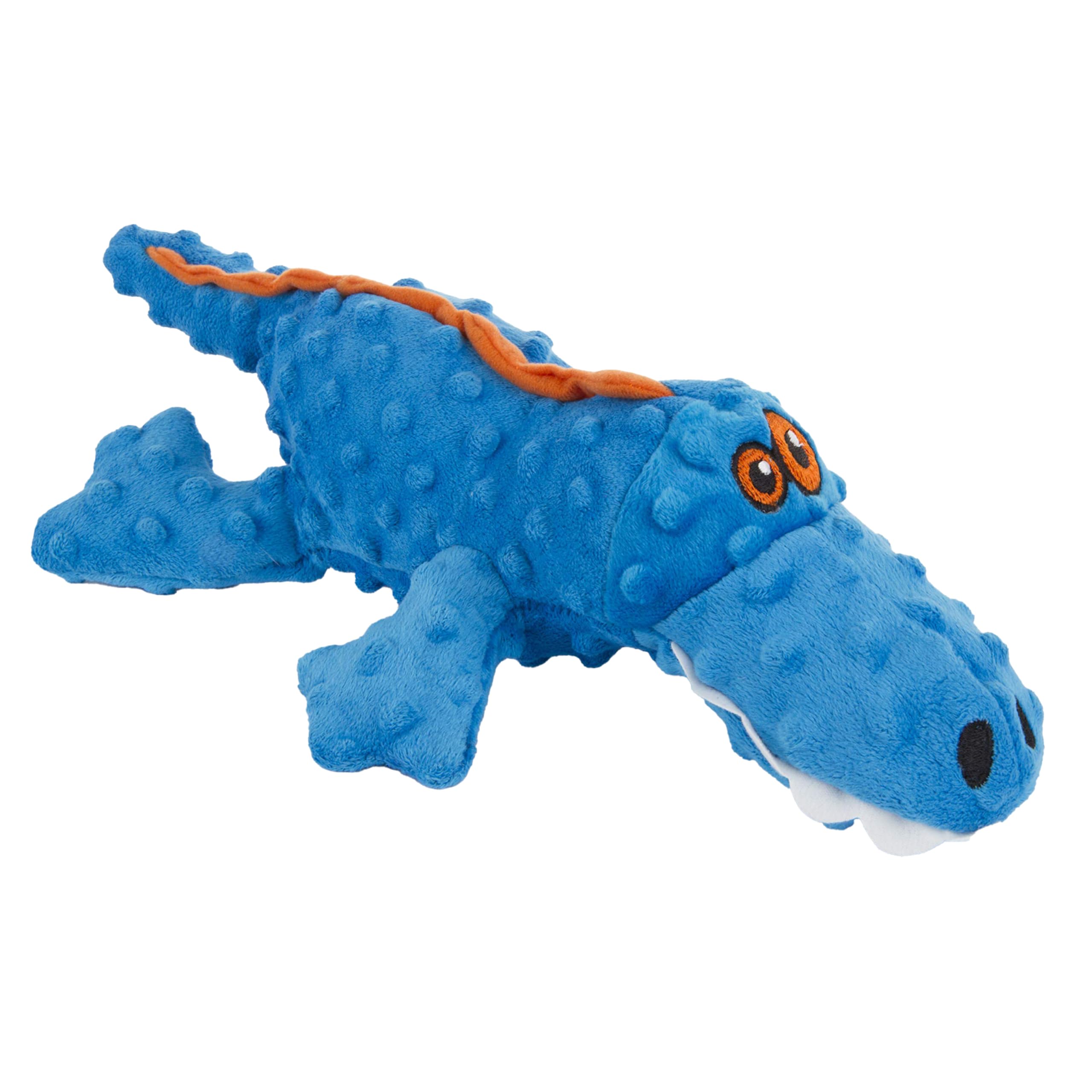 goDog Gators Squeaky Plush Dog Toy with Chew Guard Technology, Durable Fabric & Squeaker for Active Play, Blue, Large