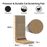 FUKUMARU Cat Scratcher, 26.8 Inch L Shape Cat Scratch Pad Wall Mounted, Cat Scratching Cardboard with Ball Toy for Indoor Cats, Large Size - Image 7