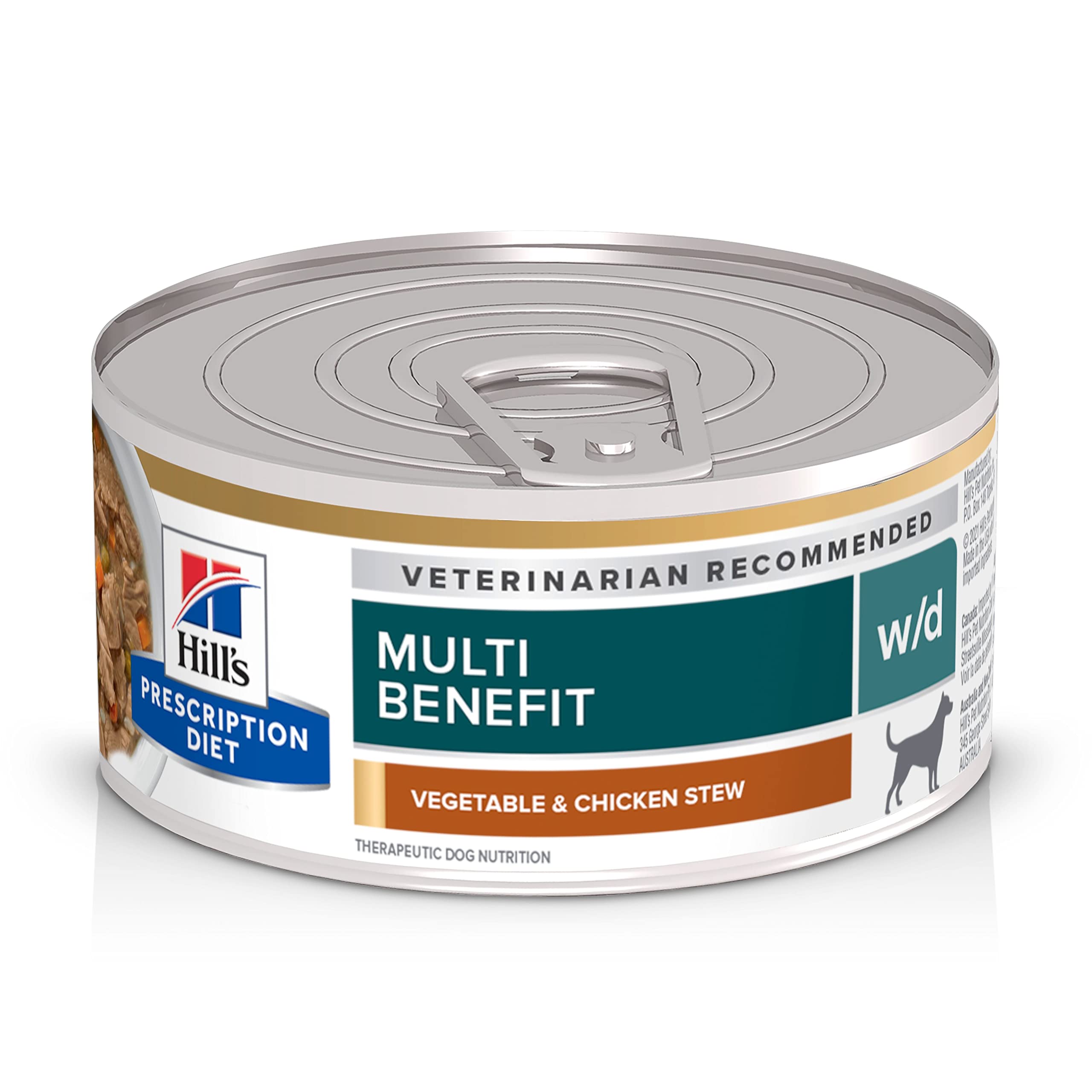 71xfWK0psdL Hill's Prescription Diet w/d Multi-Benefit Digestive/Weight/Glucose/Urinary Management Vegetable & Chicken Stew Wet Dog Food, Veterinary Diet, 5.5 oz. Cans, 24-Pack - Image 1