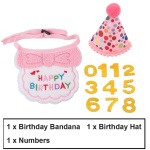 ADOGGYGO Cat Birthday Party Supplies, Pink Girl Cat Kitten Birthday Bandana Hat Numbers Pet Birthday Decorations Outfits - Image 4