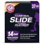 ARM & HAMMER Clump & Seal SLIDE Platinum Multi-Cat Clumping Cat Litter, 14-Day Odor Control, EZ Clean Technology, 37 lbs – No Scrubbing, Powerful Odor Eliminator