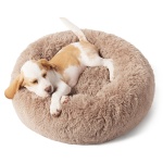 Bedsure Calming Dog Bed for Small Dogs - Donut Washable Small Puppy Bed, 23 inches Anti-Slip Round Fluffy Plush Faux Fur Large Cat Bed, Fits up to 25 lbs Pets, Camel - Image 6