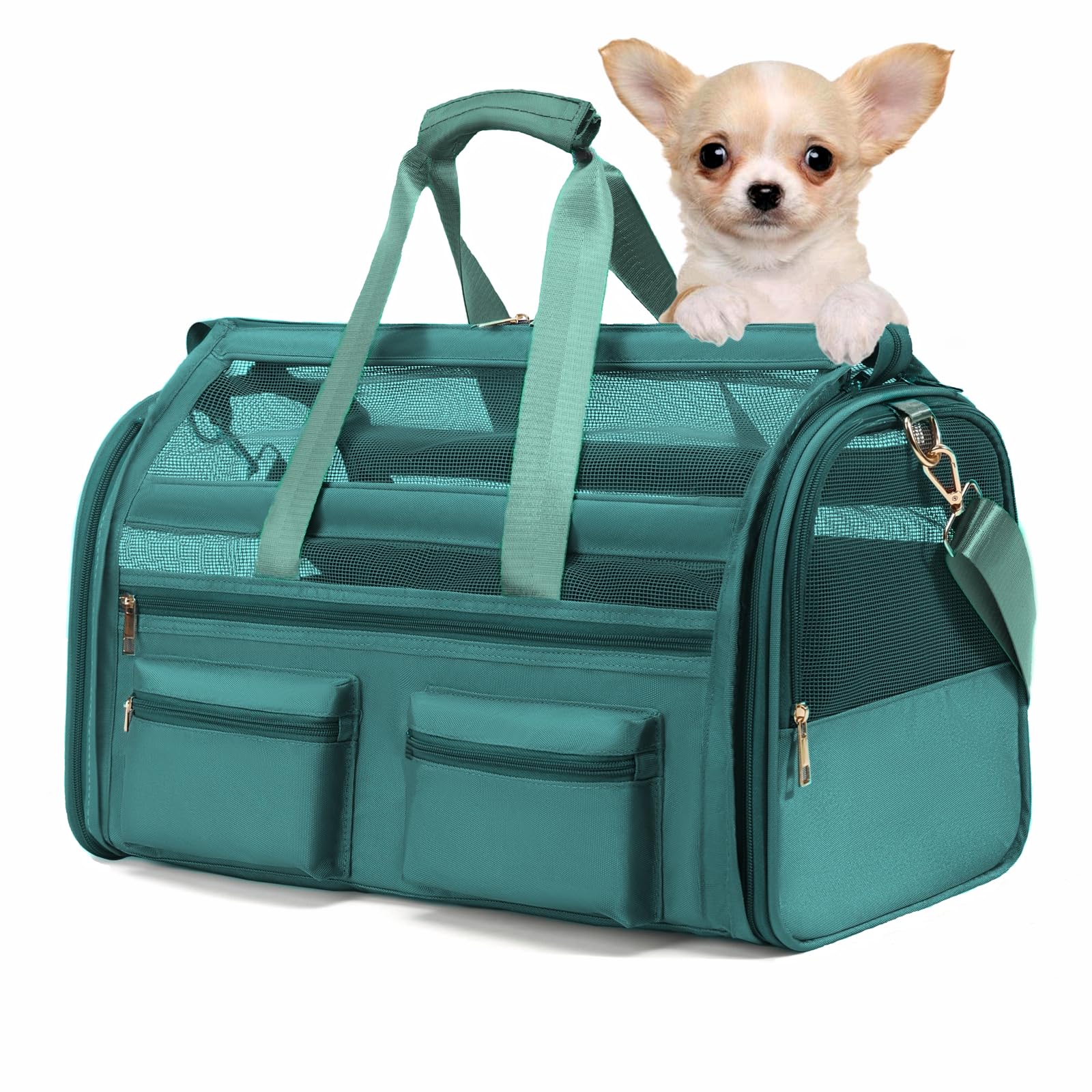 NALIYOUHU Cat Carrier, Small Dog Carrier for Small Medium Pets Up to 15 Lbs，Pet Carrier Airline Approved,Soft-Sided Puppy Travel Bag with Safety Zippers,Chihuahua Carry Case, Kitty Cloth Cage