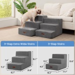 Aodisman Dog Stairs for Small Dogs, 3-Step Non-Slip Pet Stairs for Couch Sofa and Chair, Dog Bed Stairs for Puppy, Older Cat,Grey,13.6" H - Image 3