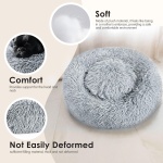 Hoewina Dog & Cat Bed for Indoor Cats, 20in Calming Donut Bed for Puppy and Kitten, Washable Round Fluffy Pet Bed for Small Medium Dogs and Cats (Light Grey) - Image 4