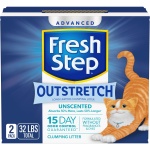 Fresh Step Outstretch Advanced Long Lasting Clumping Litter Simply Unscented, Activated Charcoal Litter Lasts 50% Longer, 32 lbs. (2 x 16 lb. Box)