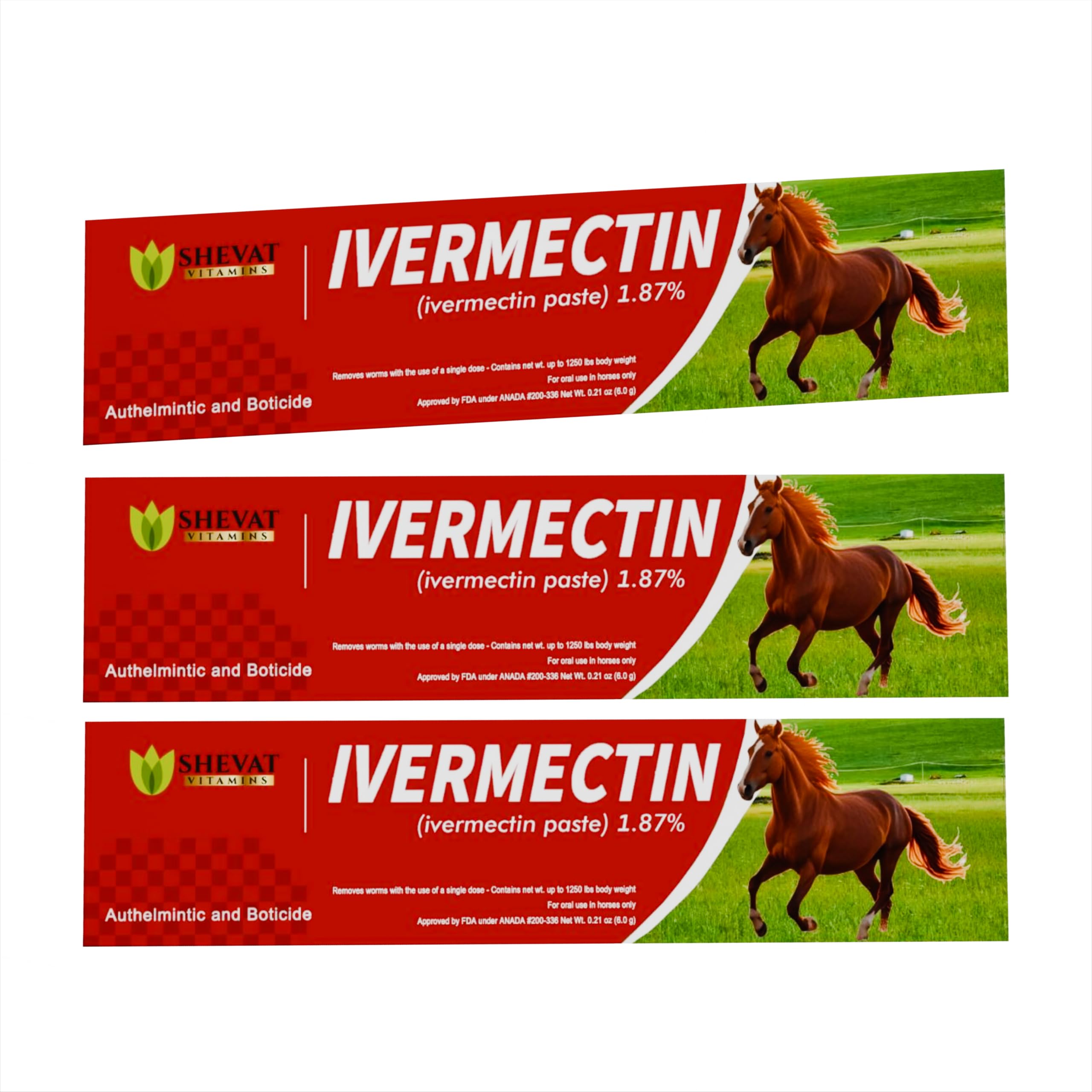 Ivermectin Horse Paste 1.87% – Apple Flavored – 6.08g Tube – for Horses Up to 1250 lb