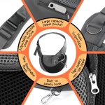 YUDODO Pet Sling Carrier for Small Dogs & Cats – Hands-Free Puppy Carrier with Safety Hook, Large Zipper Pocket, Soft Breathable Mesh, Adjustable Strap & Reflective Strip (Black 1.0 S) - Image 4