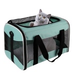 Cat Carrying Case Pet Dog Carrier Soft-Sided Cat Bag Airline Approved, Pet Travel Carrier Up to 15 Lbs, Collapsible Cats Carrier Dog Carrier for Medium Small Cats Dogs(17x11x11 Green) - Image 2