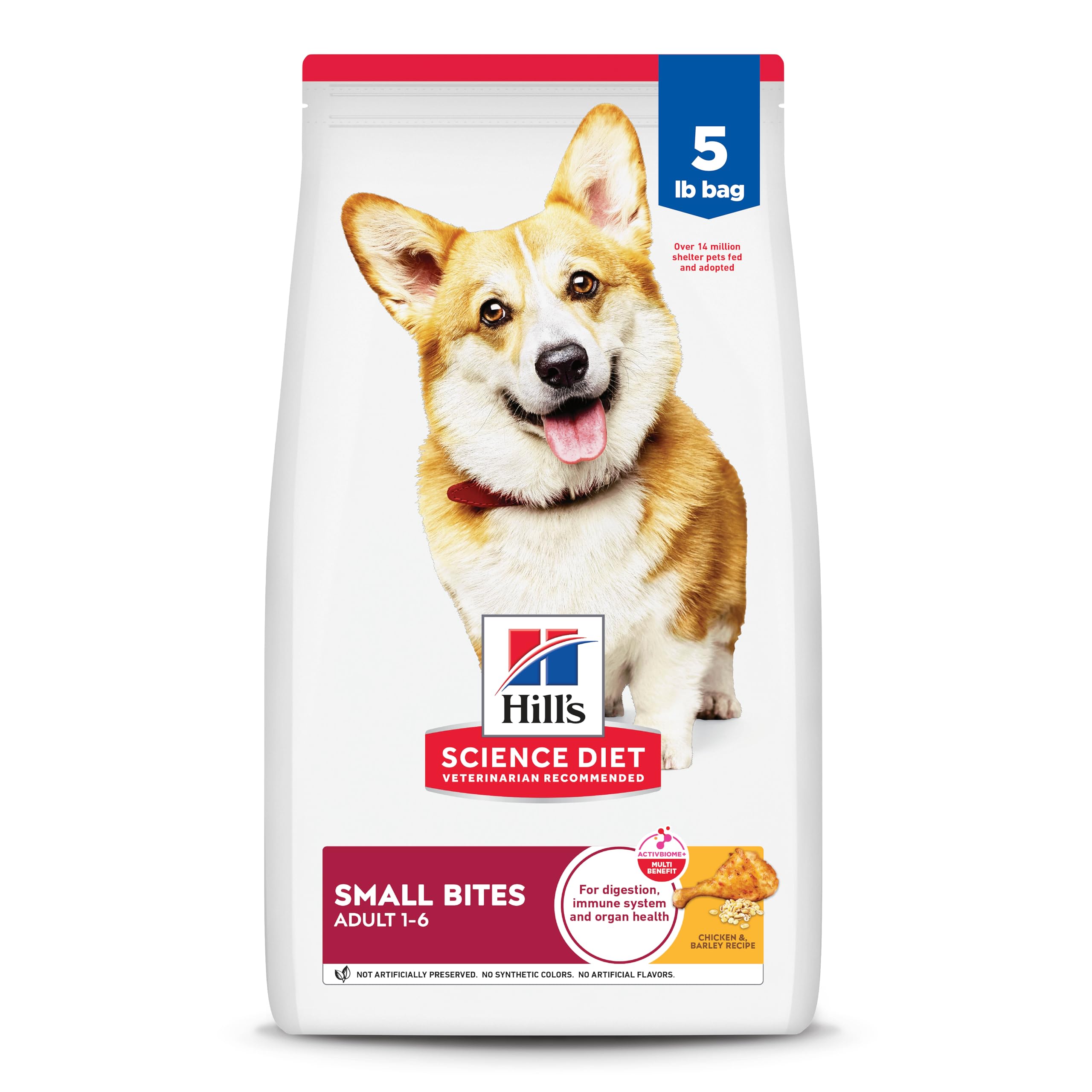 Hill's Science Diet Adult 1-6, Adult 1-6 Premium Nutrition, Small Kibble, Dry Dog Food, Chicken & Barley, 5 lb Bag