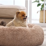Bedsure Calming Dog Bed for Small Dogs - Donut Washable Small Puppy Bed, 23 inches Anti-Slip Round Fluffy Plush Faux Fur Large Cat Bed, Fits up to 25 lbs Pets, Camel - Image 2