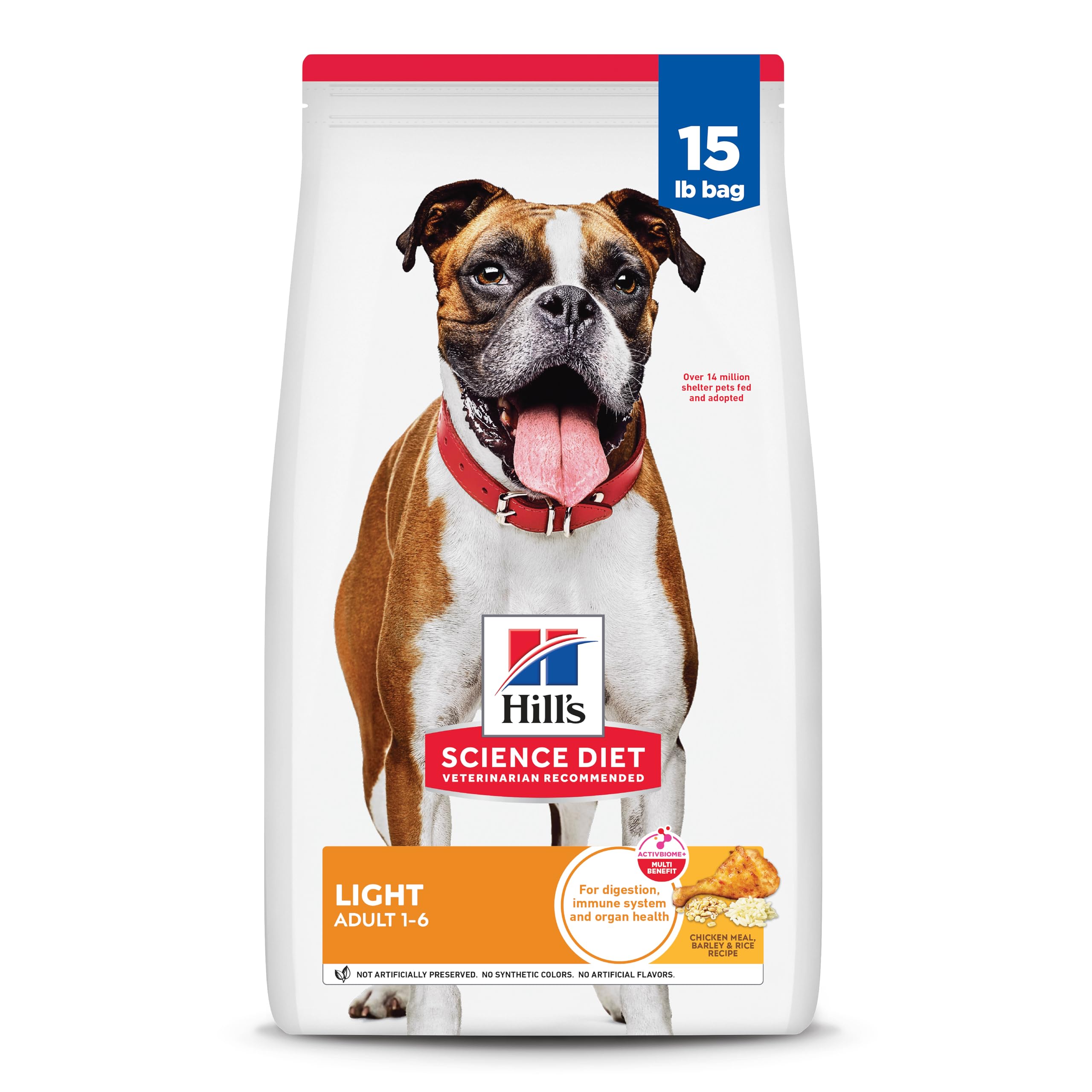 Hill's Science Diet Light , Adult 1-6, Weight Management Support, Dry Dog Food, Chicken & Barley, 15 lb Bag